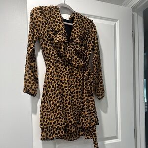 Free People Animal Print Long Sleeve Dress